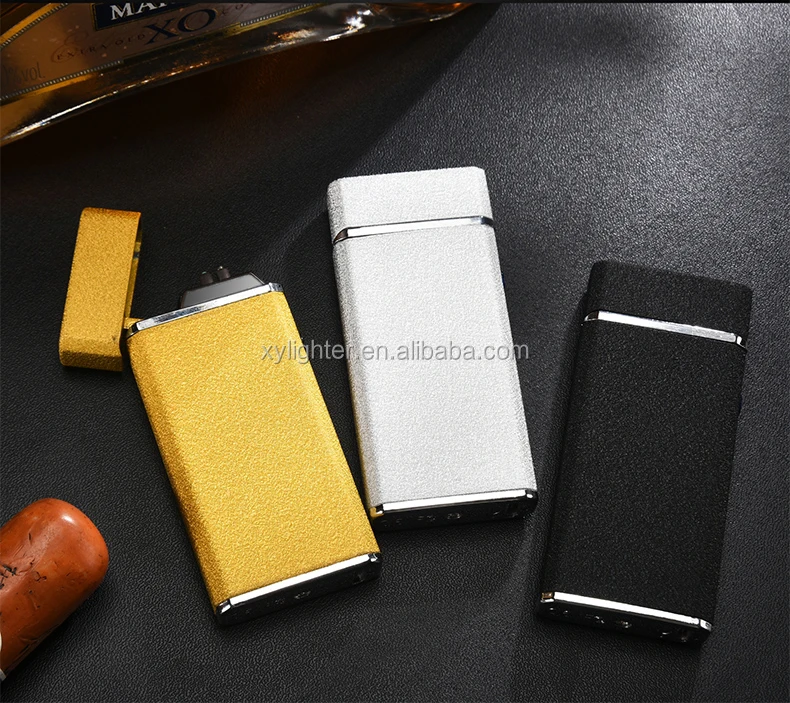 XY830610 Fashion Metal Electric Rechargeable Pulse Lighter Double Arc USB Lighter