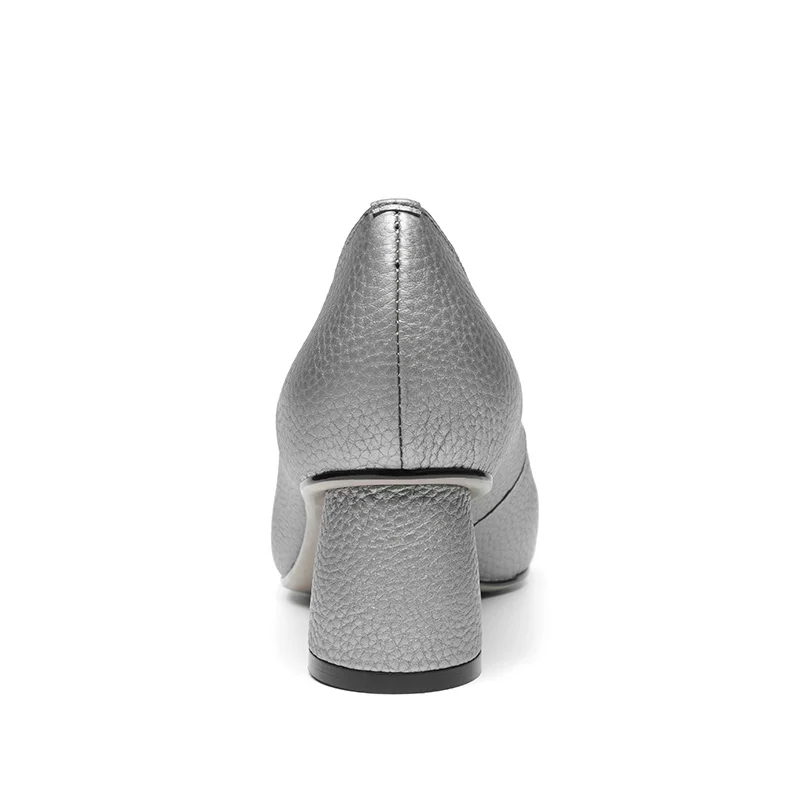 Universe Universe G028 Elegant Autumn Genuine Leather Shoes Square Heel Lady Shoes Med Heel Pumps