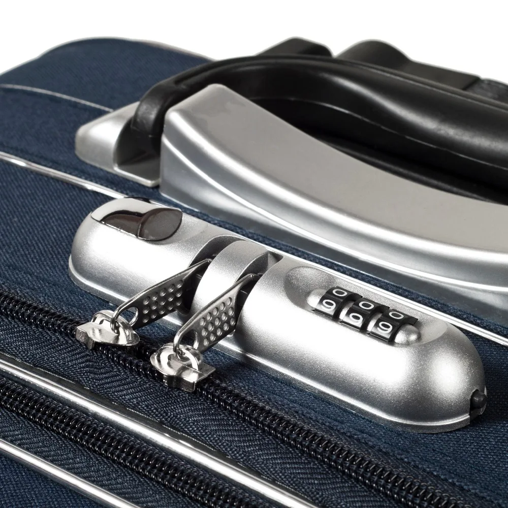 Cheap 3pcs Polyester Travel Trolley luggage bag set with silver piping