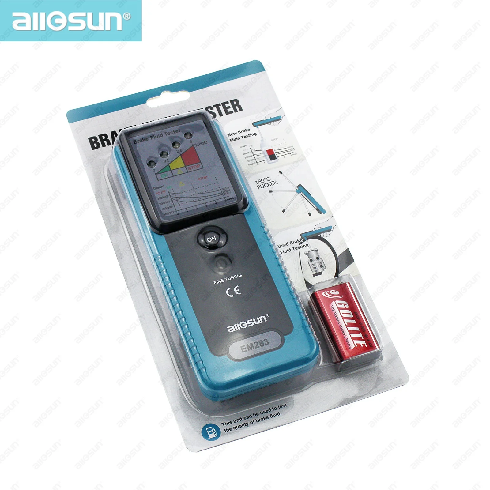 Тестер All-sun EM283 автомобильный тестер тормозной жидкости ручной светодиодный прибор для грузовика с поворотом на 180 градусов встроенный зуммер