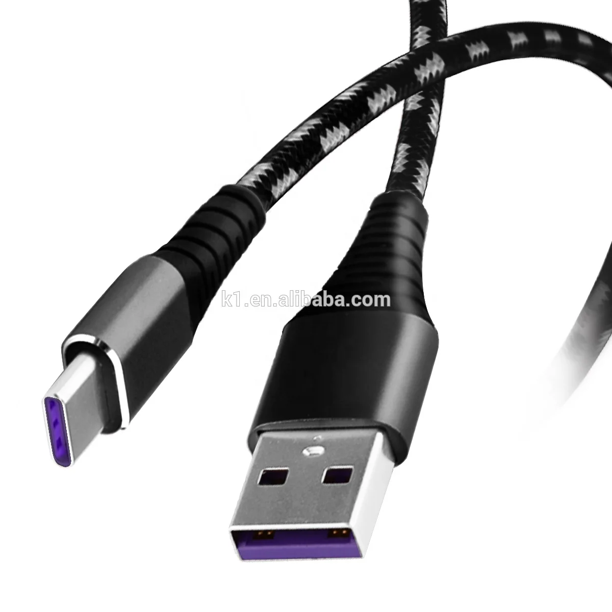 
Metal connector micro usb nylon braided type c cable 