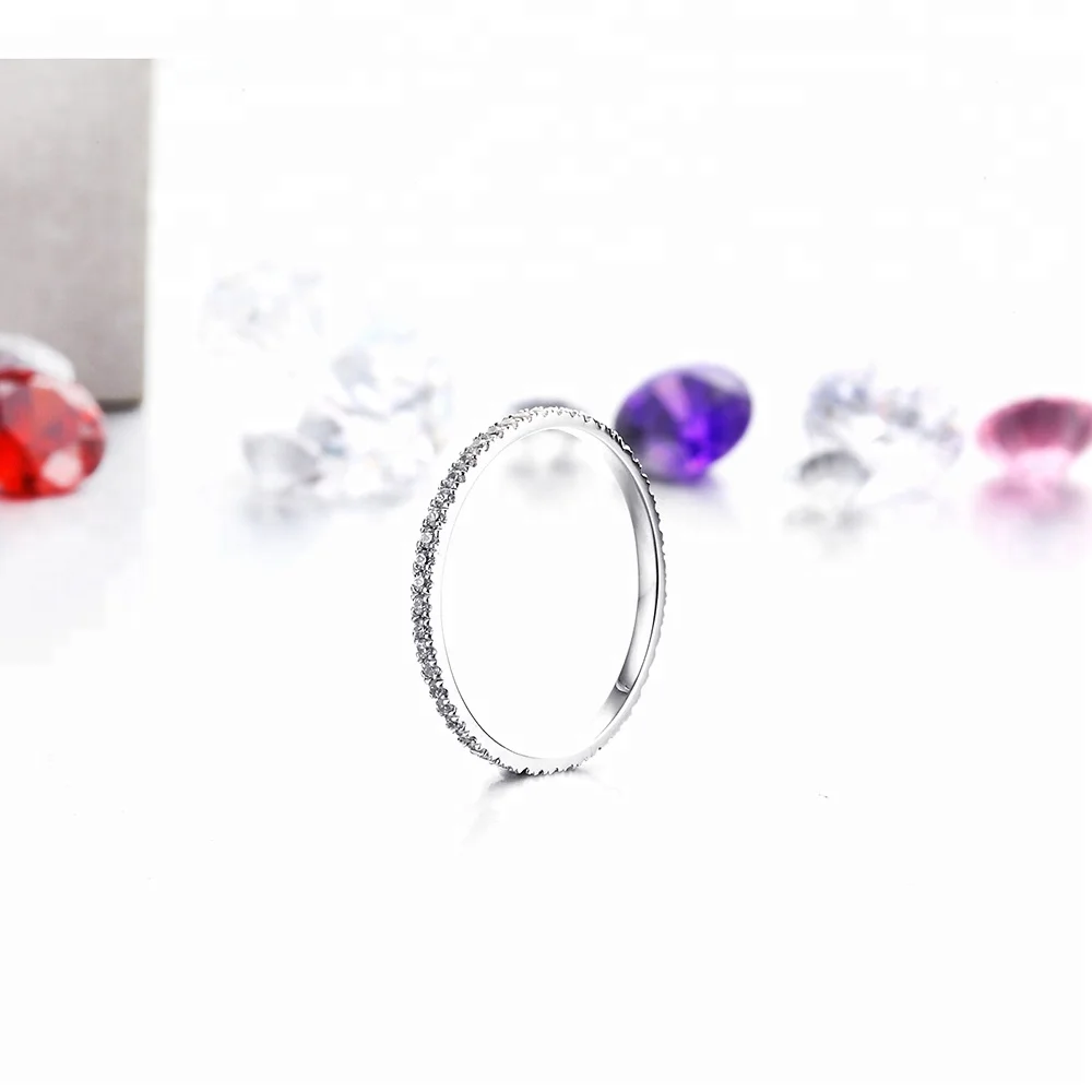 
Classic Platinum-Plated 925 Sterling Silver Band CZ Eternity Rings for Women 