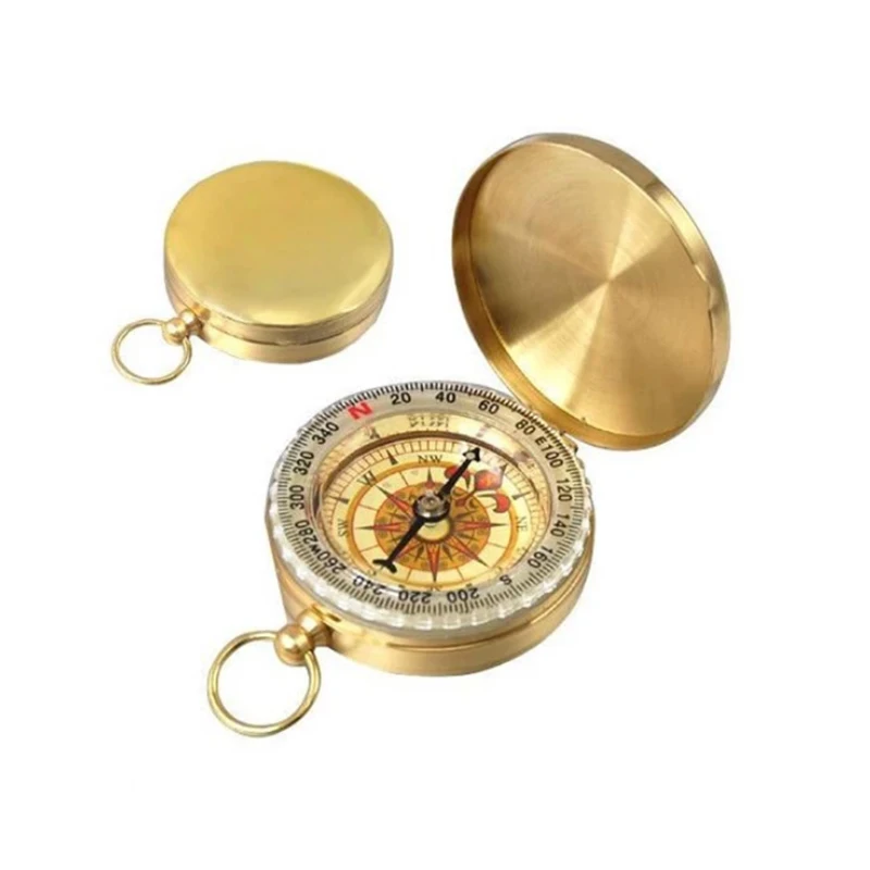Classic Pocket Style Camping Compass for Gift Antique Brass Pocket Copper Compass