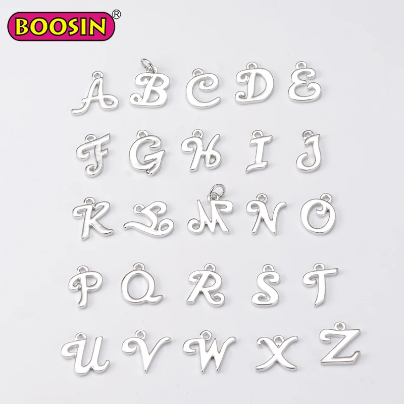 Zinc alloy silver letter initial charms capital alphabet charm pendants for jewelry making