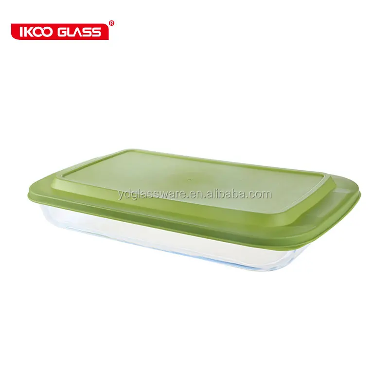 Rectangle Pan Dinner Plate Big Capacity High Borosilicate Glass Bakeware With Lid
