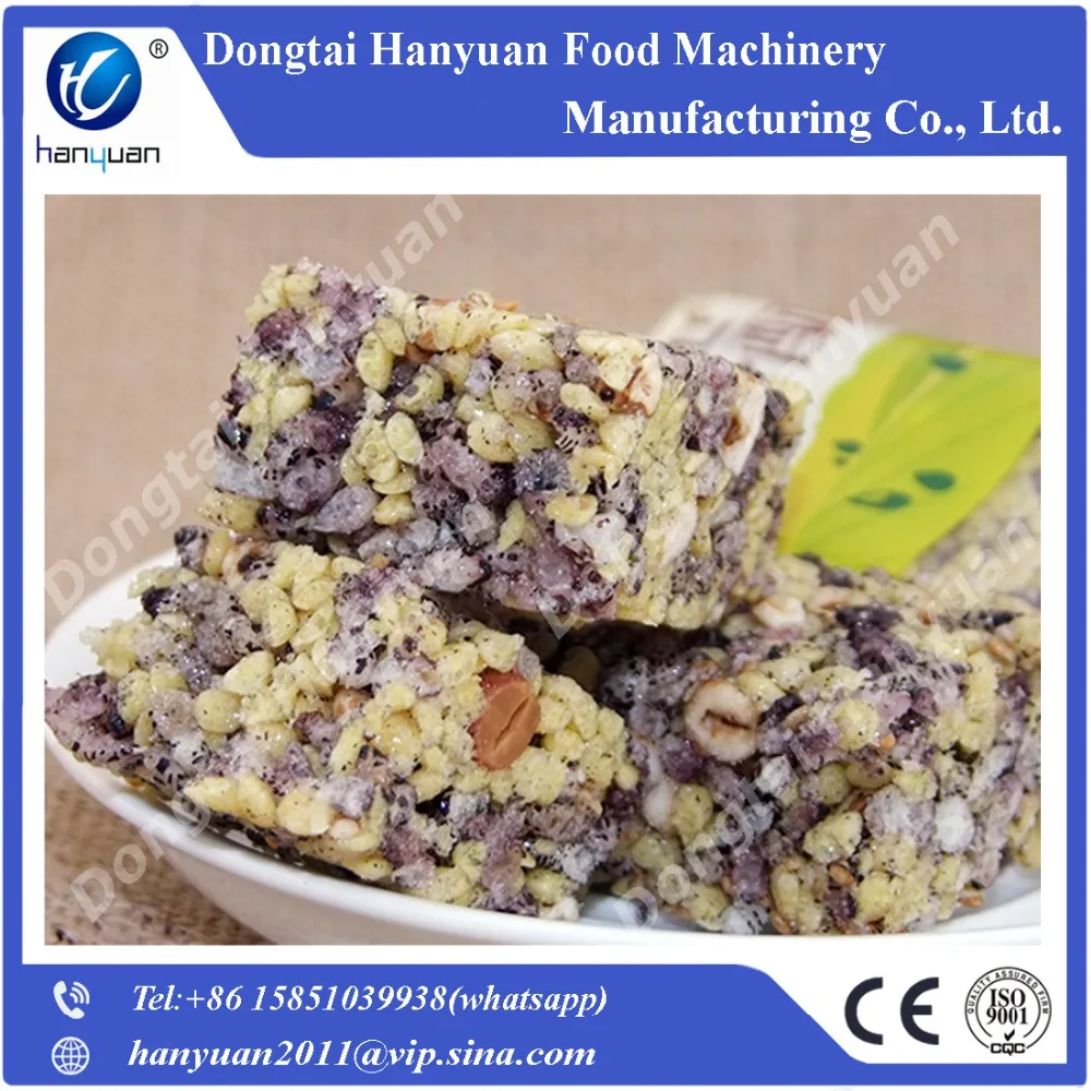 Gluten free crisp rice and cereal bar with added protein and vitamins making machine