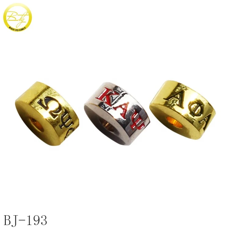 Zinc alloy jewelry accessories customized raise logo cylinder beads for bracelet making