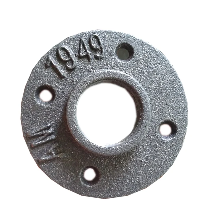 1 INCH black malleable iron pipe fitting threaded floor flange with 4 holes
