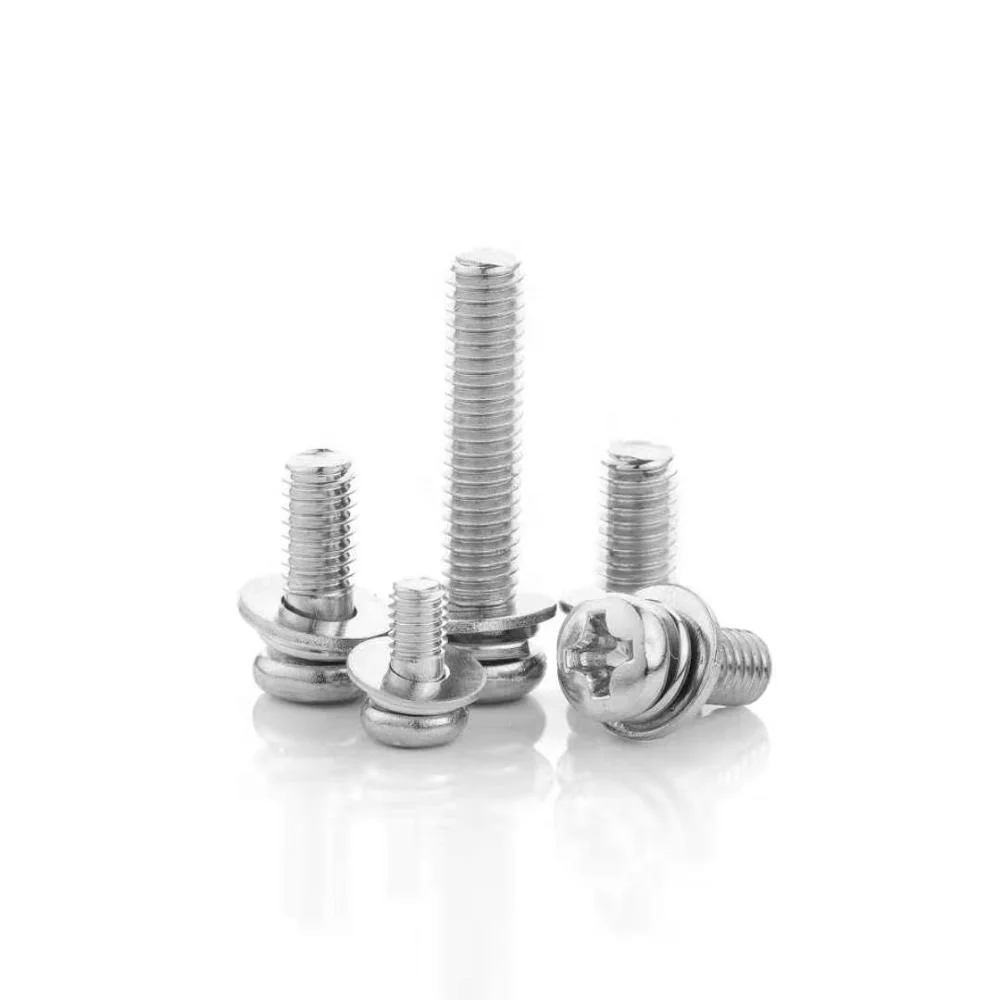 Customized with washers stainless steel 304 cross recessed pan head/round head three combination screw