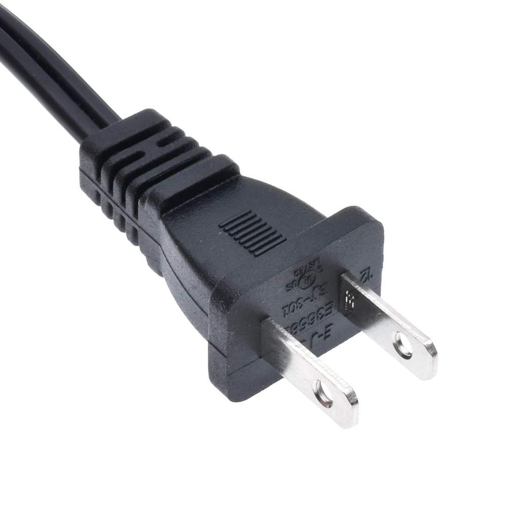 US Canada 2-prong Male To Female Power Extension Cable, NEMA 1-15P To 1-15R AC Power Cord 18AWG