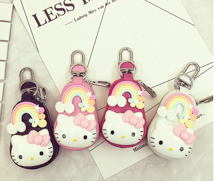 Mcow 30+ Design Low MOQ Factory Price Leather Car Key Case Key Wallet With Kitty Face