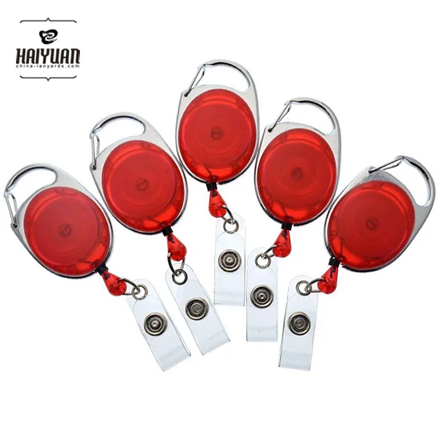 Bulk ID Premium Carabiner Clip Badge Reels - Retractable I.D. Card Holders Stock Colors