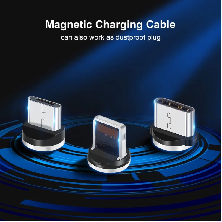 2.4A 3 in 1 LED Magnetic Charging Cable Upgraded Nylon Braided Magnet USB Charger Cable for Samsung iPhone Charger