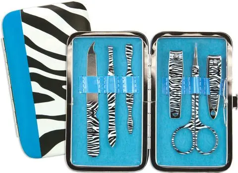 Leopard print portable mini manicure kit with PU case