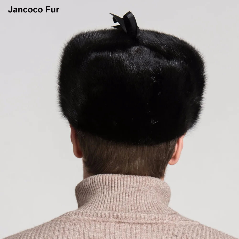 Real Fur Hats for Men Winter Thick Warm Cap Russian Style Bomber Hats