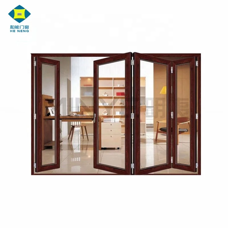 Aluminium Glass Accordion Windows Made in China Factory Price Outdoor Foldable Graphic Design Folding Glass Door Modern Finished