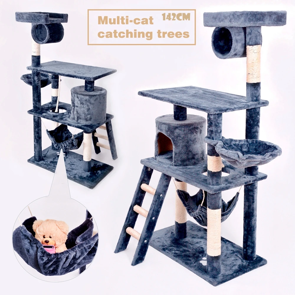 GMTPET Pet Furniture Toys Factory OEM Wholesale Ebay Amazon Hot Cat Pet Sleeping Play Sisal Rope Plush MDF Board Cat Tree House