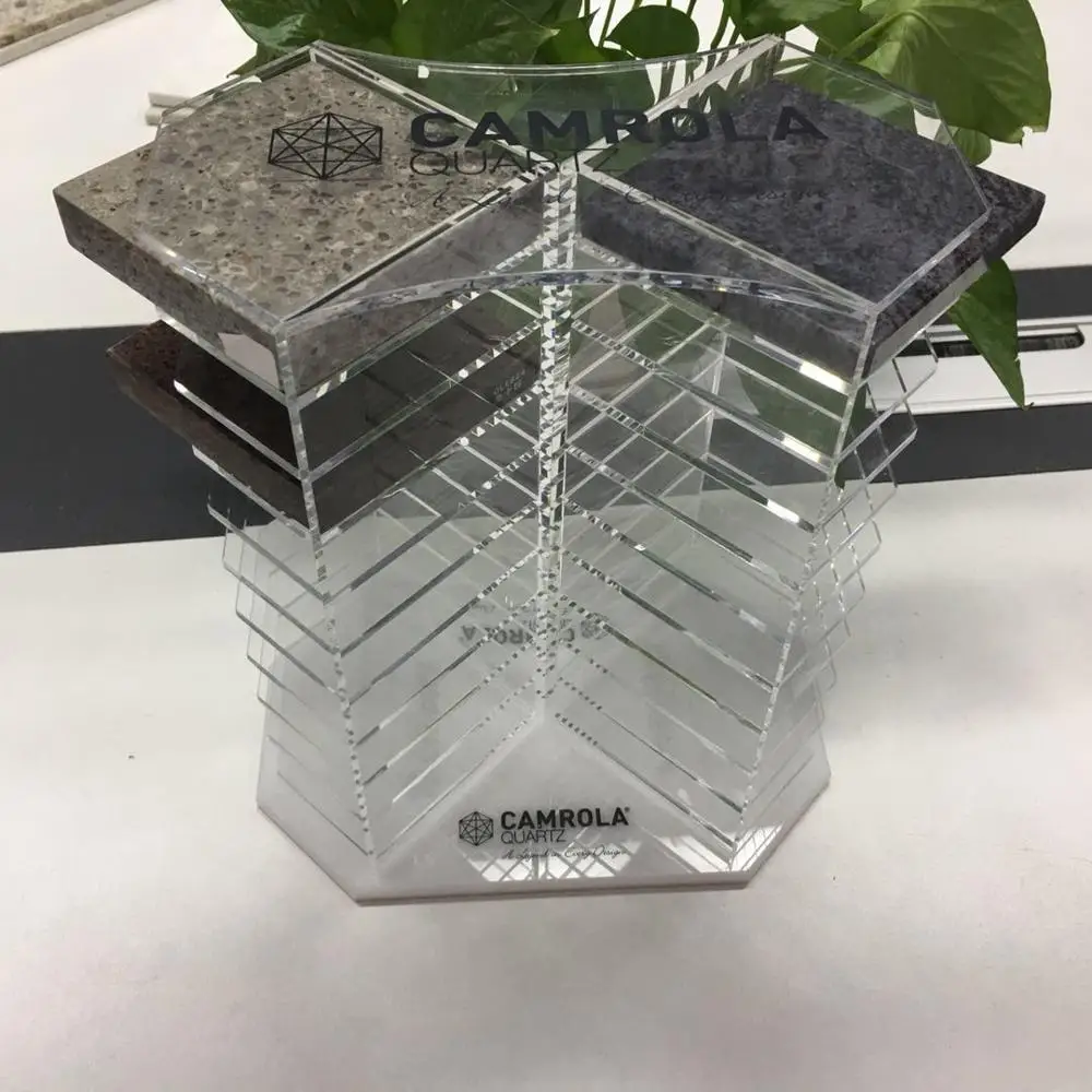 Desktop Clear Plexiglass Acrylic Stone Sample Display Tower