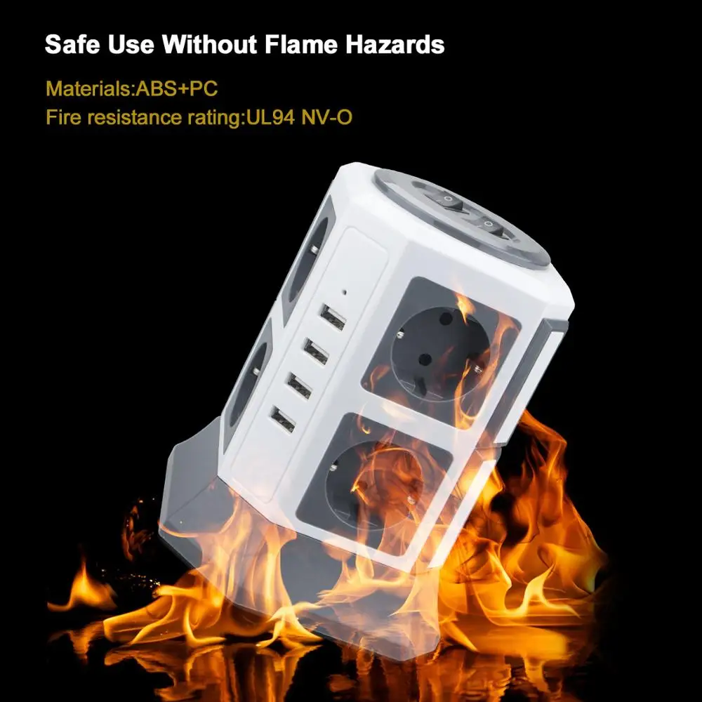 Tabletop socket tower with USB, power supply adapter/ multi outlet plug power strips