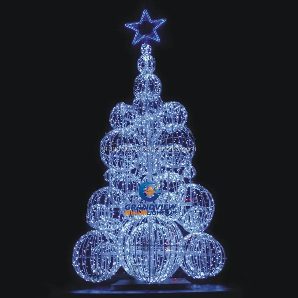 Grandview Outdoor Giant christmas tree 20ft 30ft 40ft 50ft LED Artificial Holiday Decorative ball stands motif lights