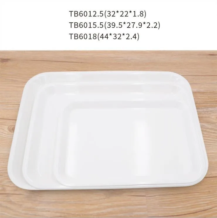 China Wholesale BPA Free Food Serving Plastic Melamine Tray Eco-friendly 100% Melamine Party Hotel Use Rectangle Tray