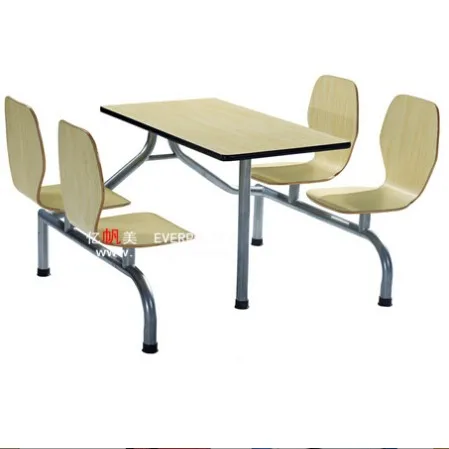Cheap Wooden Dining Table Set Coffee Shop Desk Chair School Canteen Furniture