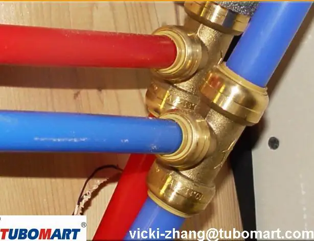 Вставной штуцер быстроразъемный pex для трубы ПВХ медная