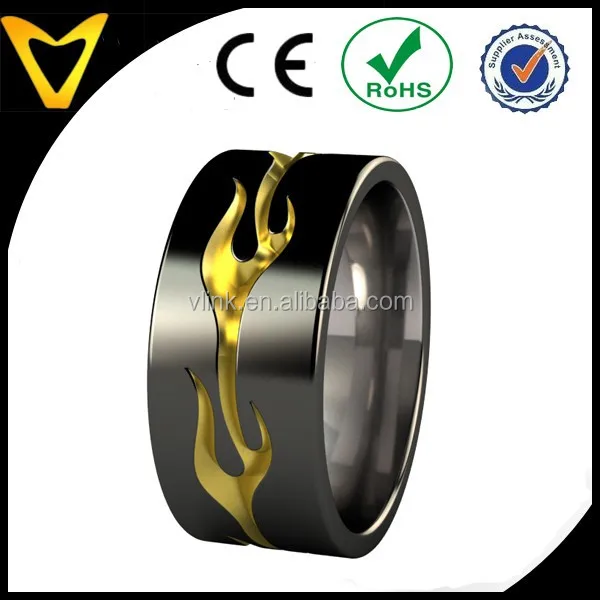 Wide carved flames ring,flames engraved titanium ring,custom texture engraved men ring specialized coating flames ring designs