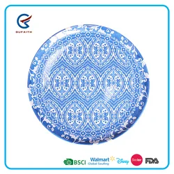 Имитация синего и белого фарфора, 10,5 дюйма, дешевые меламиновые плоские тарелки для фруктов, китайская посуда