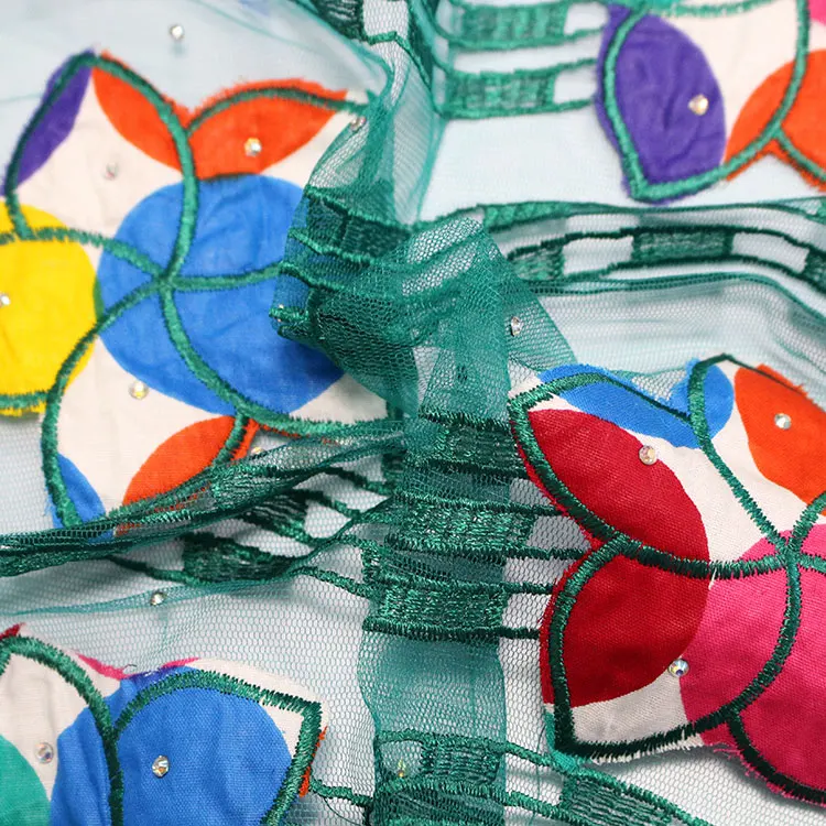 embroidery net lace trim with ankara fabric lace for garment