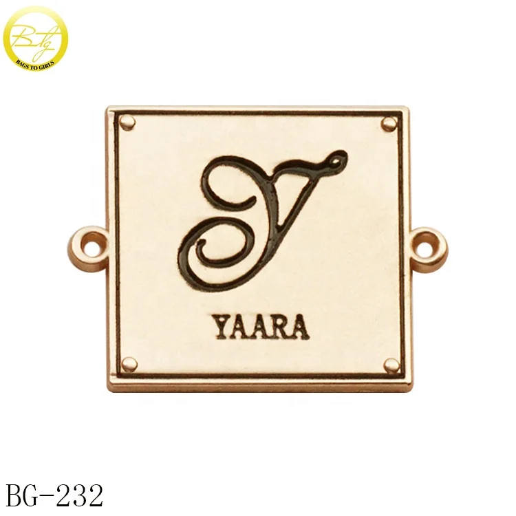 Custom label logos design metal letter tag shawl clothing name hang tag for Malaysia