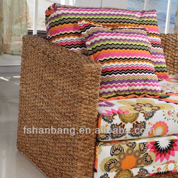 Large Trendy Seagrass Sofa Bed Set