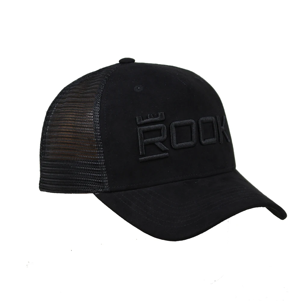 
Wholesale Vintage Suede Front Embroidery Custom Black Baseball Mesh Hat 