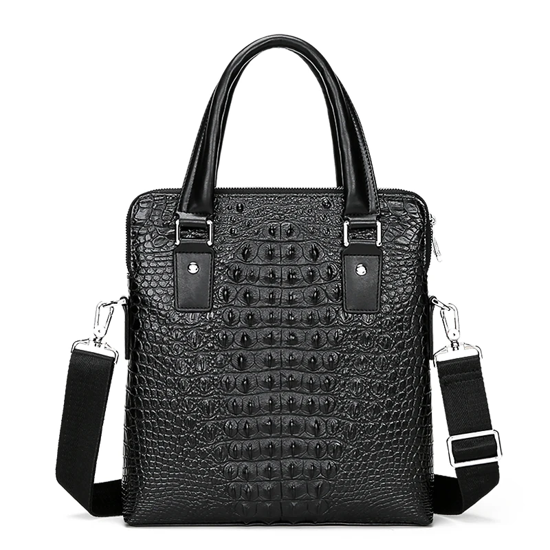 
Flap Alligator Pattern Black Brown Unique Cross Body Messenger Bag for Men 