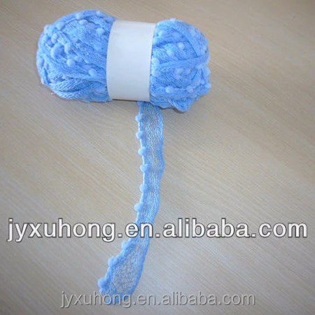 
newly fancy mesh yarn with pompom for knitting 