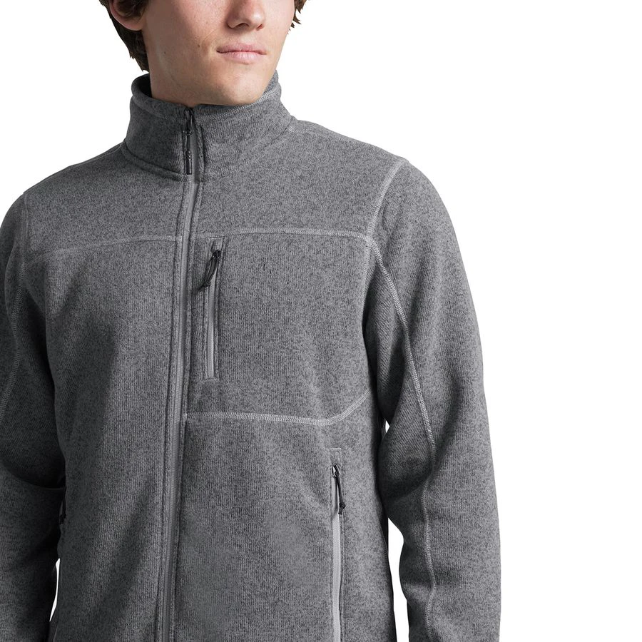 
Men soft warm full zipper fleece stand collar gray jacket with chest pocket 