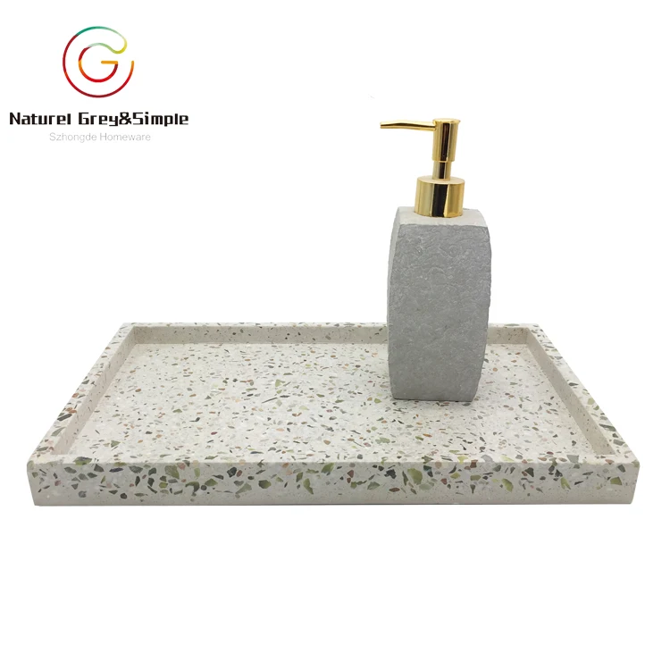 
Natural Stone White Real Terrazzo Square Platter Serving Tray 