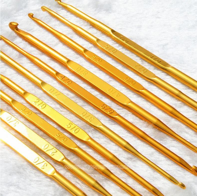 Gold Aluminum Twin Crochet Hook needle with 2 Crochet head in 1