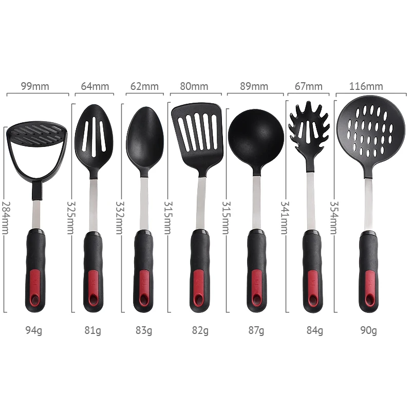 
Nylon cooking tools stainless steel kitchen utensils set 