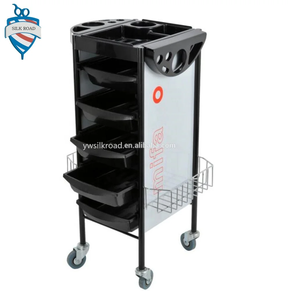 2018 new style Deluxe Lockable black Metal Hair Salon Trolley