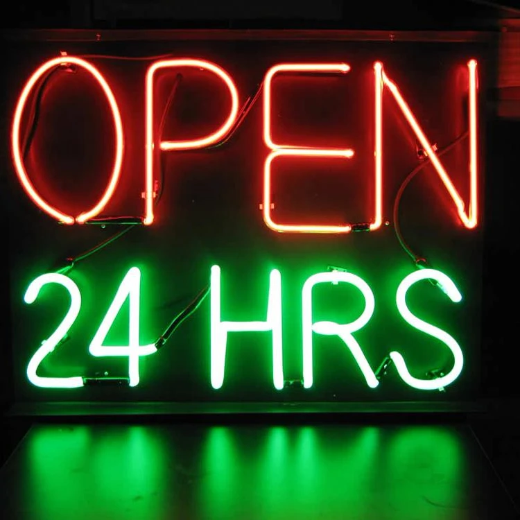Oem china suppliers free design shop window decoration custom neon light sign metal grid open glass neon light sign