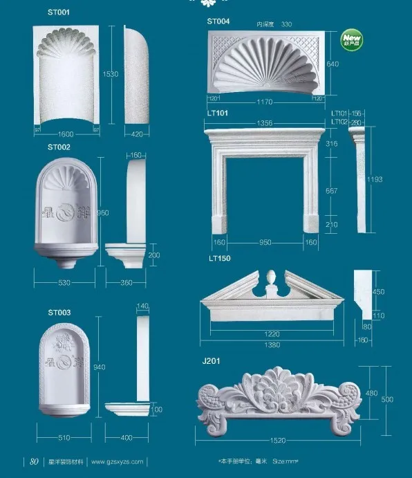 
gypsum niches and fireplace frame 