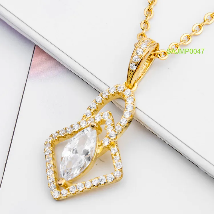 Sevenajewelry Sajmp0047 Retro Marquise Gemstone 18K Rose Gold Filled Solid 925 Sterling Silver Pendants And Charms For Engraving