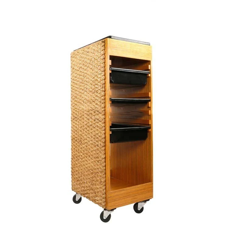 CHAOBA Cheap beauty barber hair salon trolley cart deluxe wooden salon trolley with 3 drawers