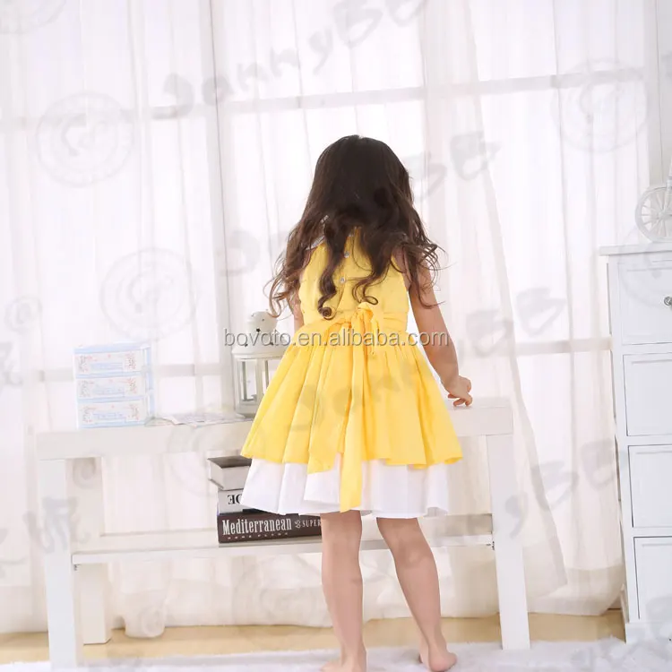 
Litter girls cute yellow dress lovely doll collar dress latest design boutique wholesale dress 