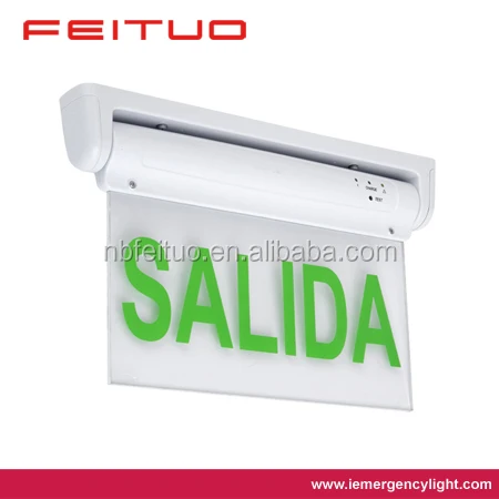 Made by FEITUO CE Listed LE2912 LED emergency exit sign* with 3.6V NiCd rechargeable battery backup, UL-94V-0 flame rating