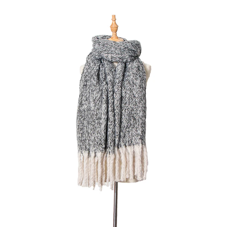 
Thick Plain Winter Warm Oversized Big Fringe Scarf Shawls Oblong Scarves 