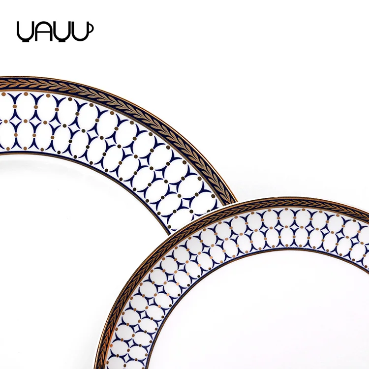 Online sale high quality 16pcs ceramic dinnerware dinner set with gold rim