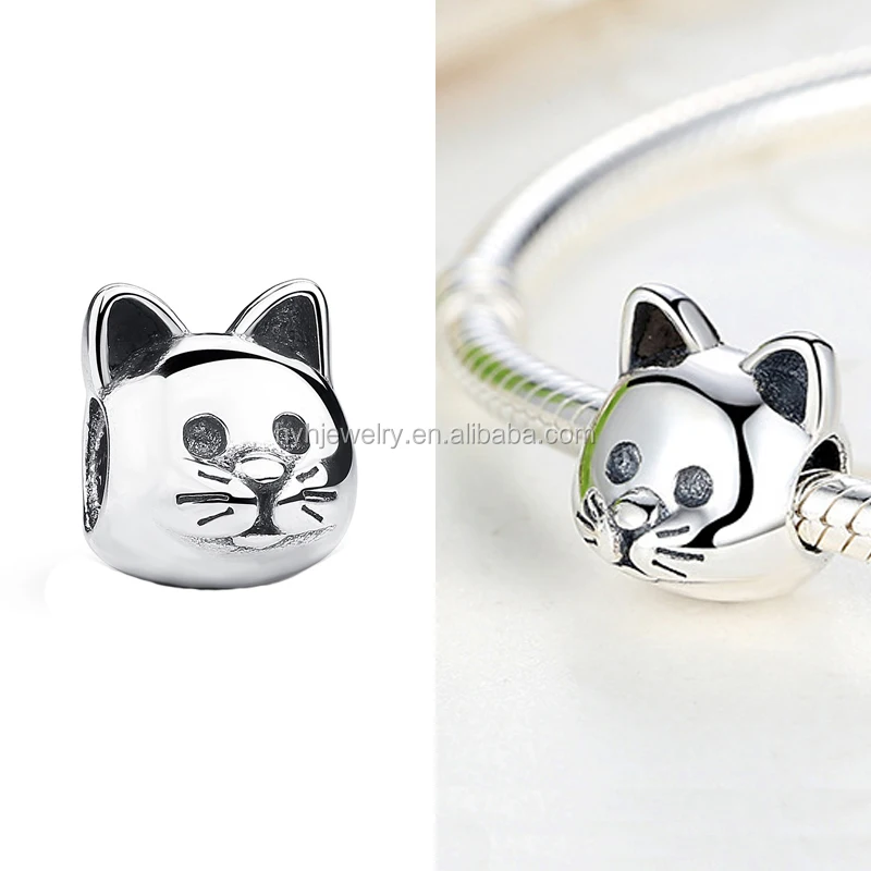 New arrival beads accessories plain 925 Sterling silver bracelet cat beads for make it yourself