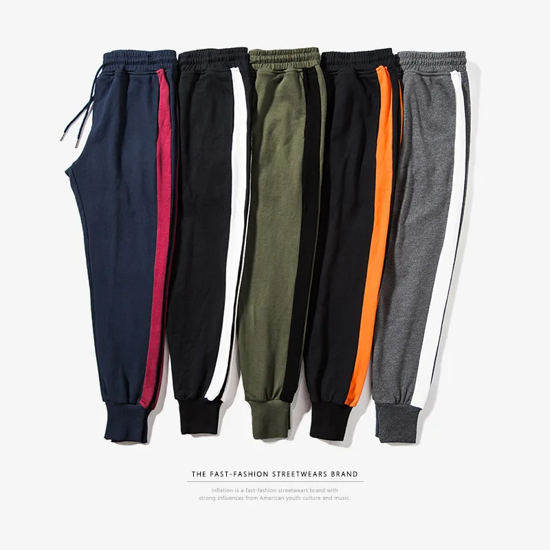 2021 OEM Одежда контрастных цветов хлопок спандекс полосы штаны для бега для мужчин